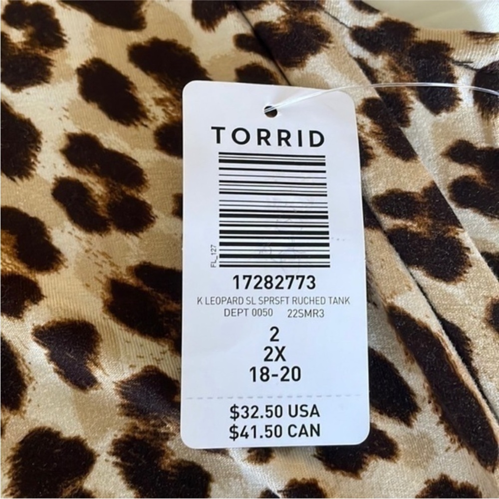 C
Torrid Leopard Print Short Sleeve Super Soft Ruched Tank 2X - Picture 4 of 7